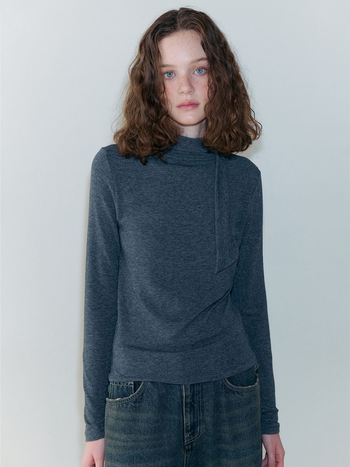 에트몽(ETMON) 2-Way Tie T-Shirt, Charcoal