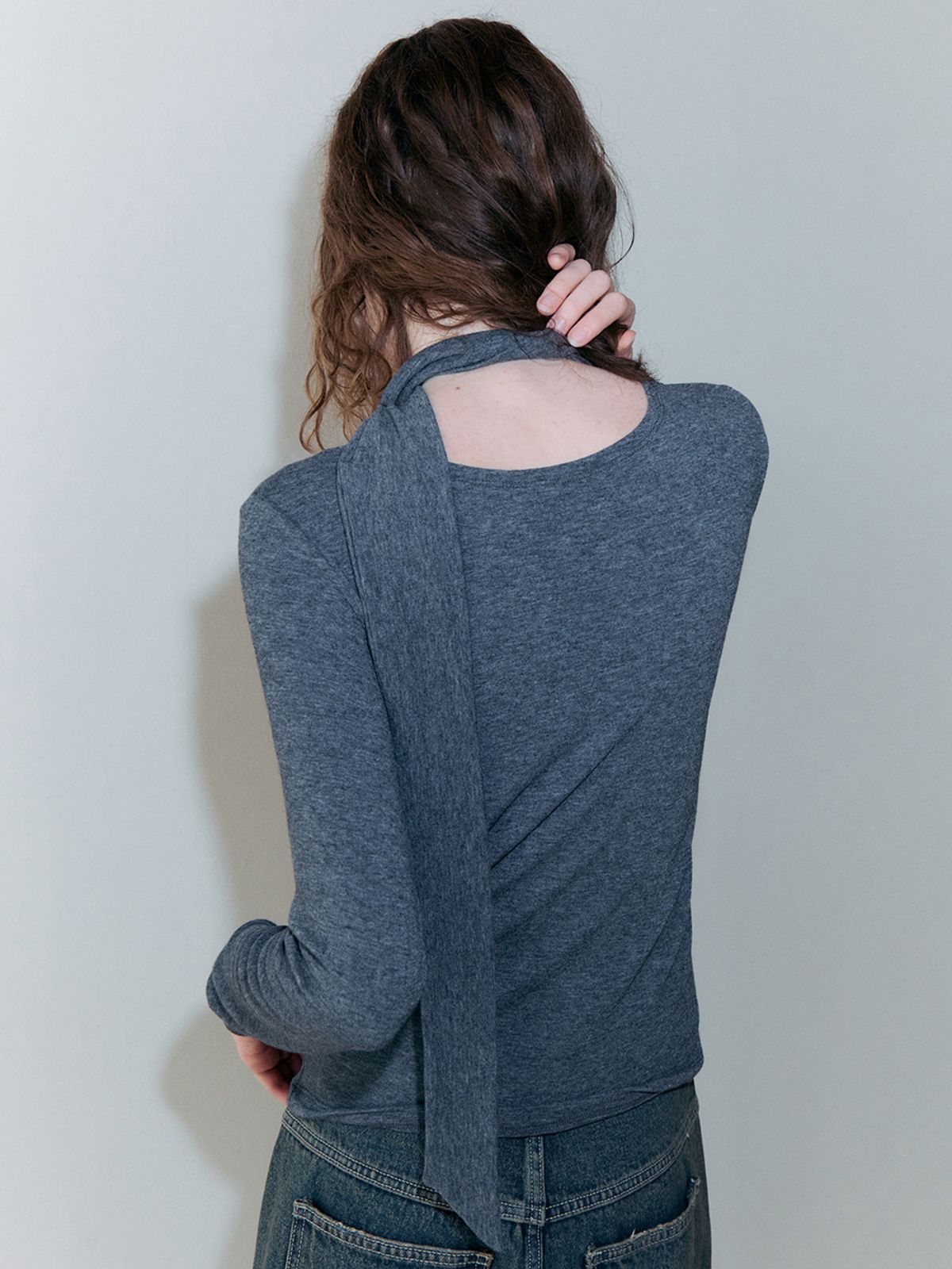 에트몽(ETMON) 2-Way Tie T-Shirt, Charcoal