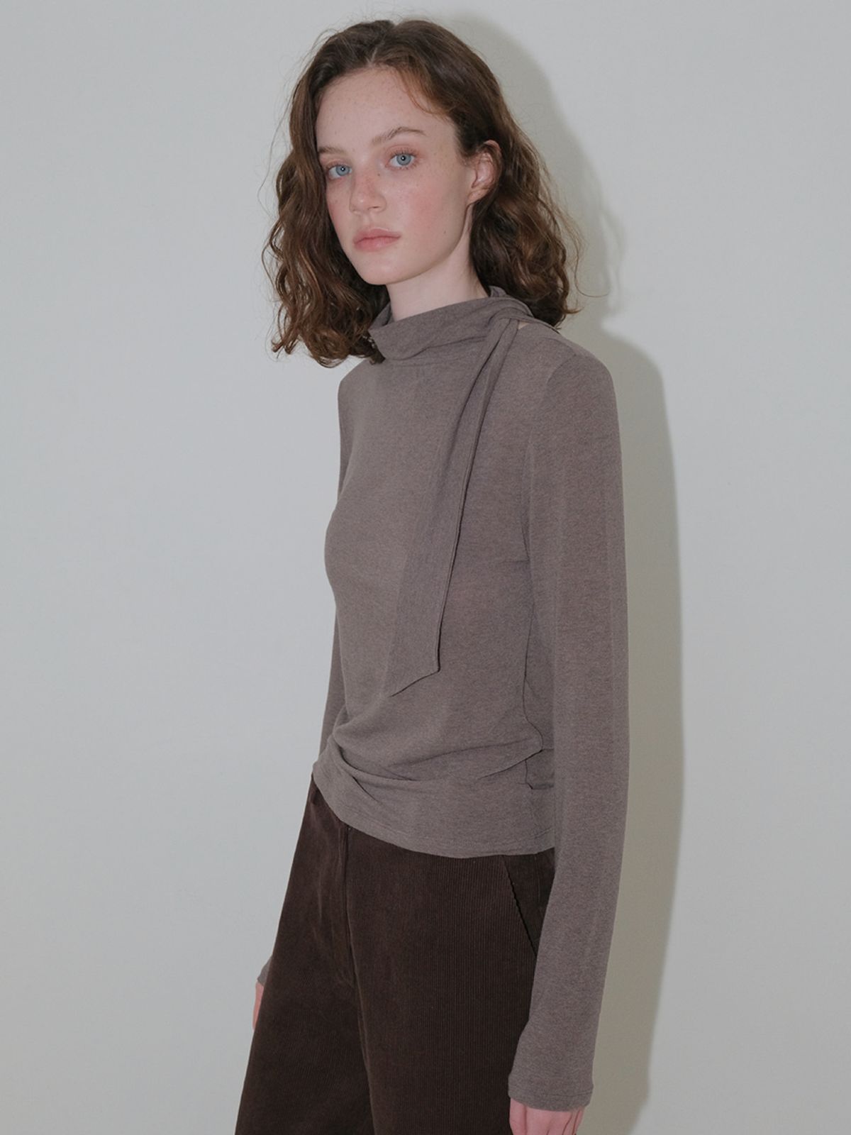에트몽(ETMON) 2-Way Tie T-Shirt, Cocoa