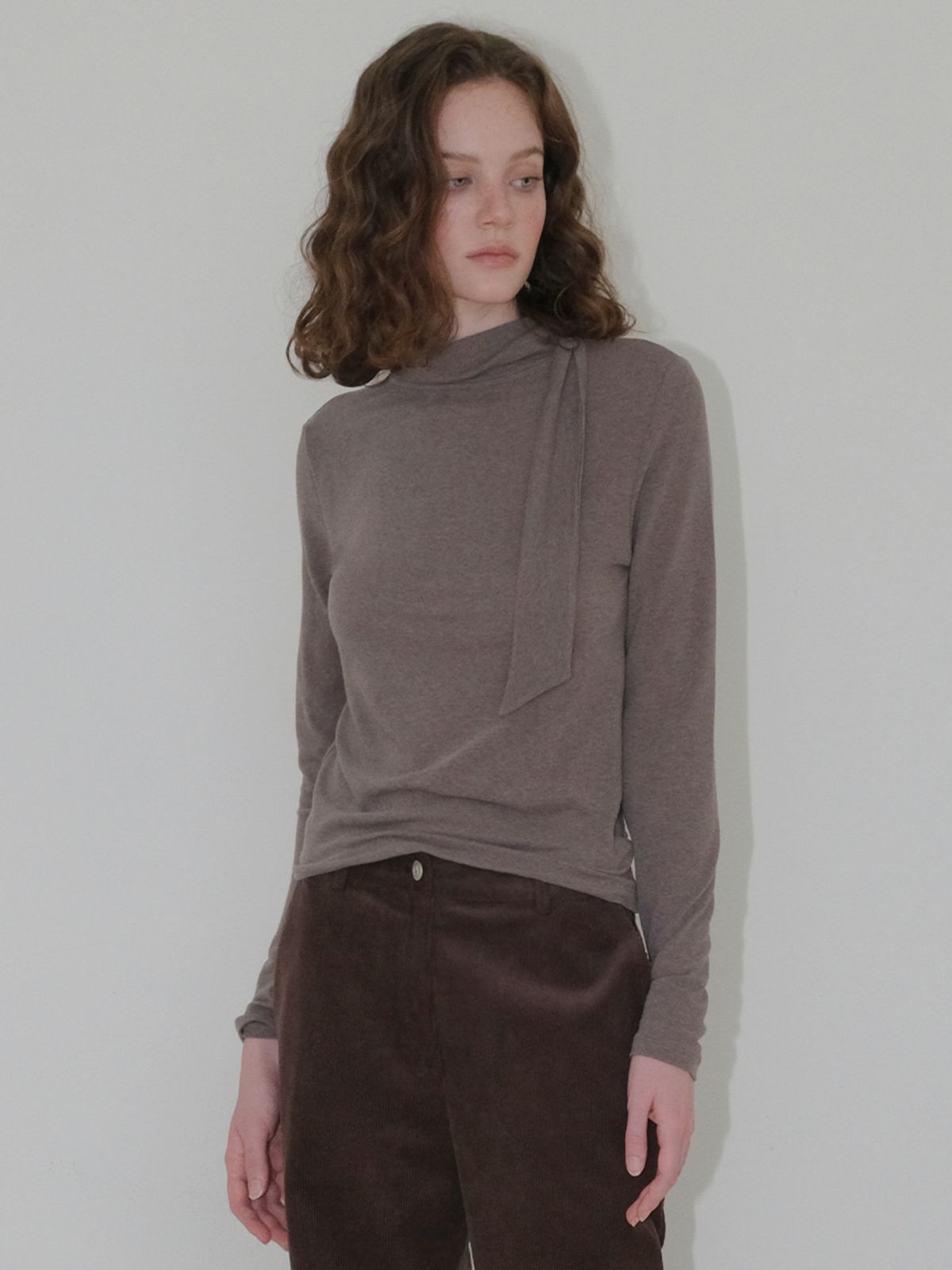 에트몽(ETMON) 2-Way Tie T-Shirt, Cocoa