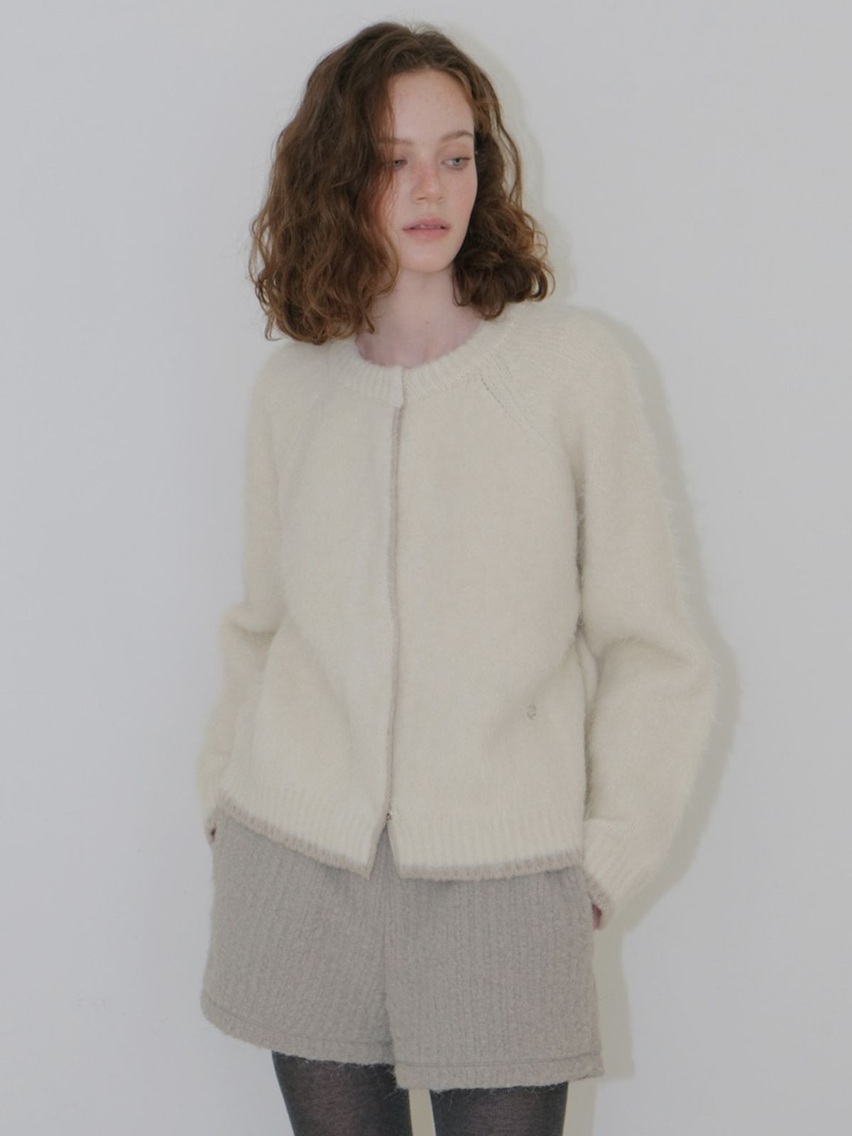 에트몽(ETMON) Fluffy Banding Short Pants, Warm Grey