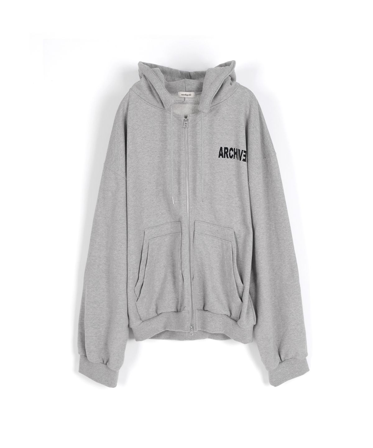 뉴치프시크디피(NEWCHEAPCHICDP) dual pocket heavy sweat hood zip up (Melange Gray)