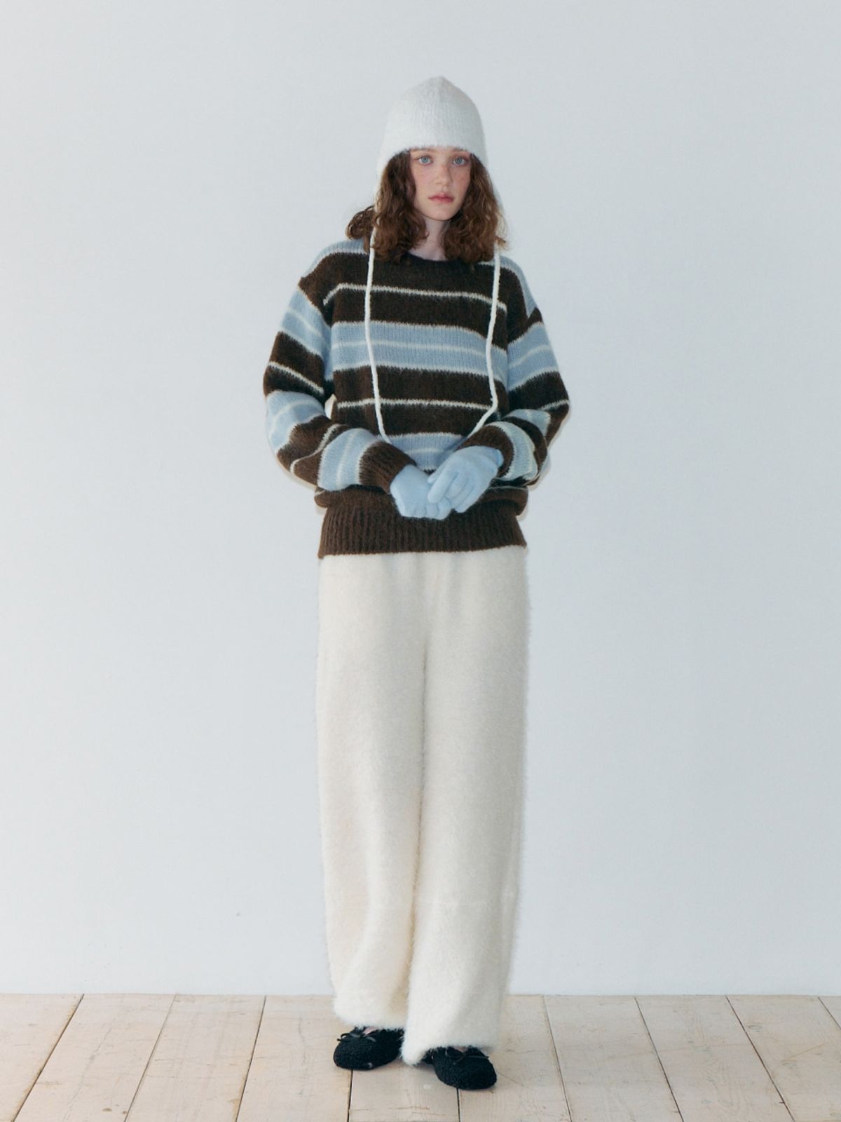 에트몽(ETMON) Brush Stripe Knit Pullover, Brown