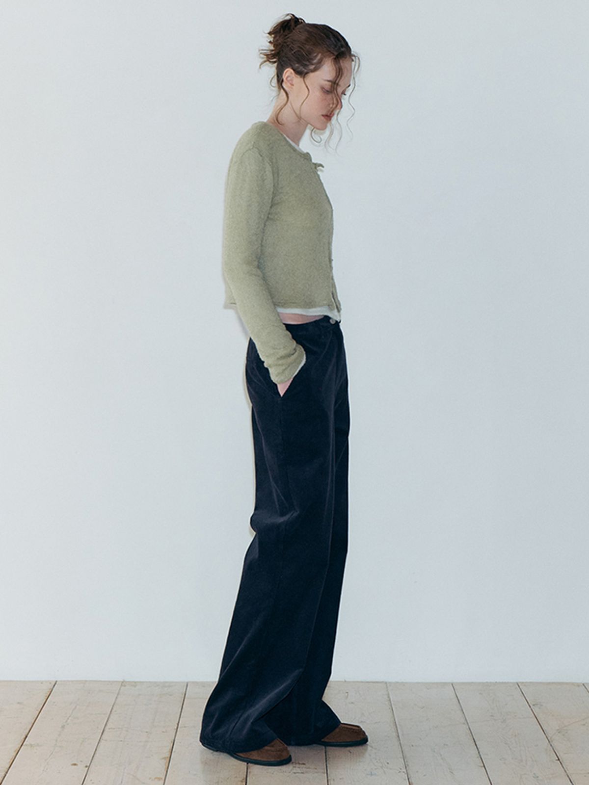 에트몽(ETMON) Corduroy Flare Pants, Navy