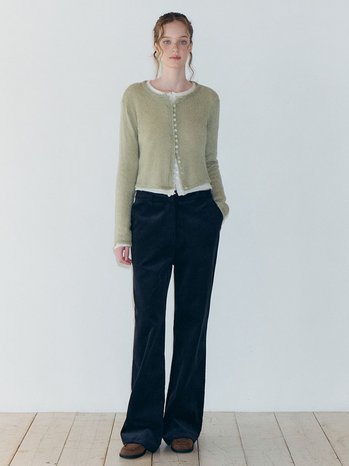 에트몽(ETMON) Corduroy Flare Pants, Navy