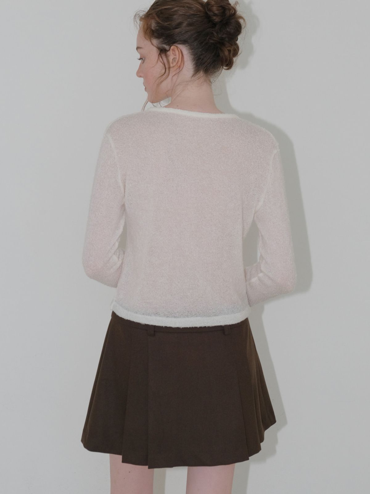 에트몽(ETMON) Winter Pleated Mini Skirt, Brown