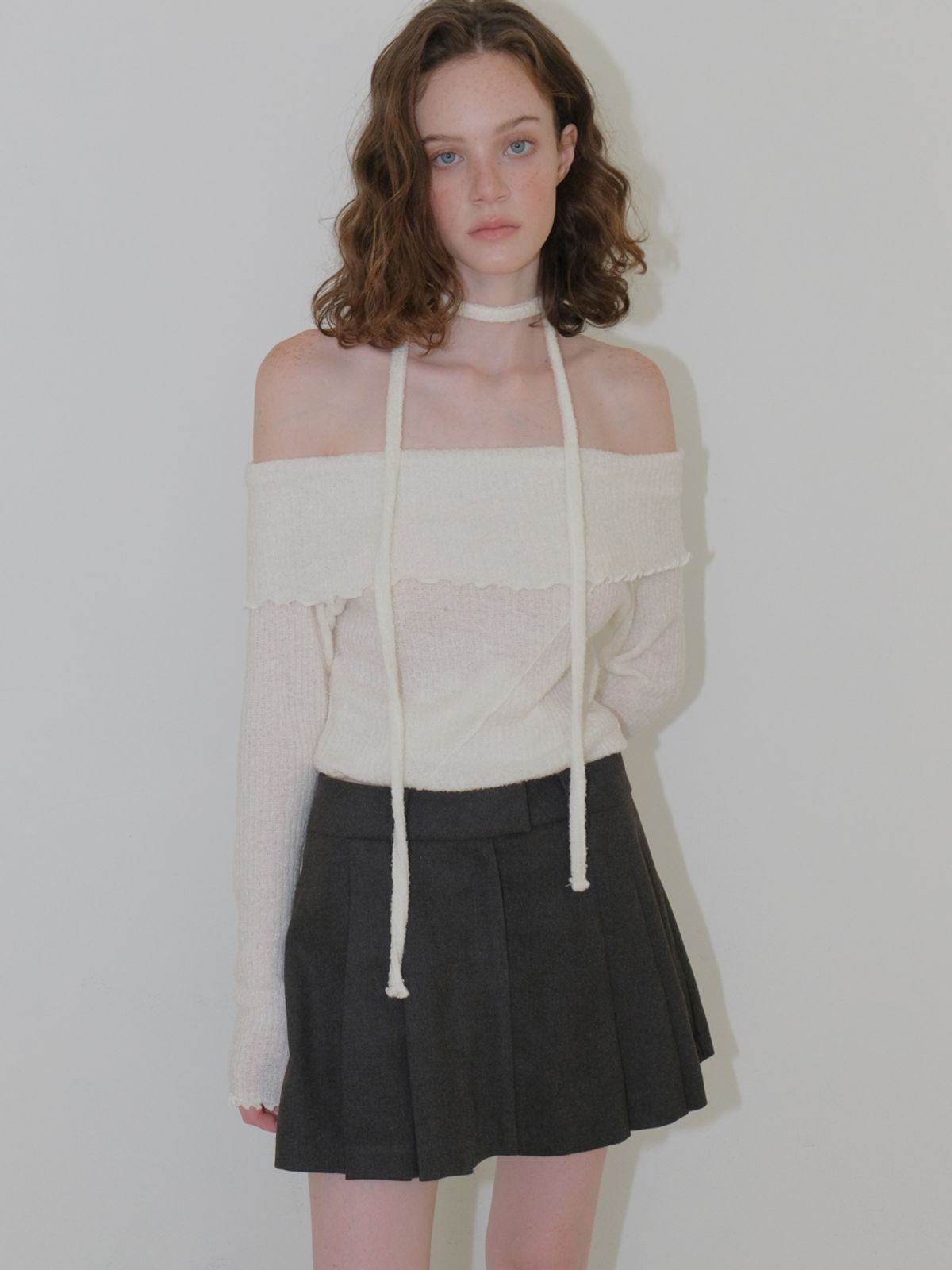 에트몽(ETMON) Winter Pleated Mini Skirt, Charcoal