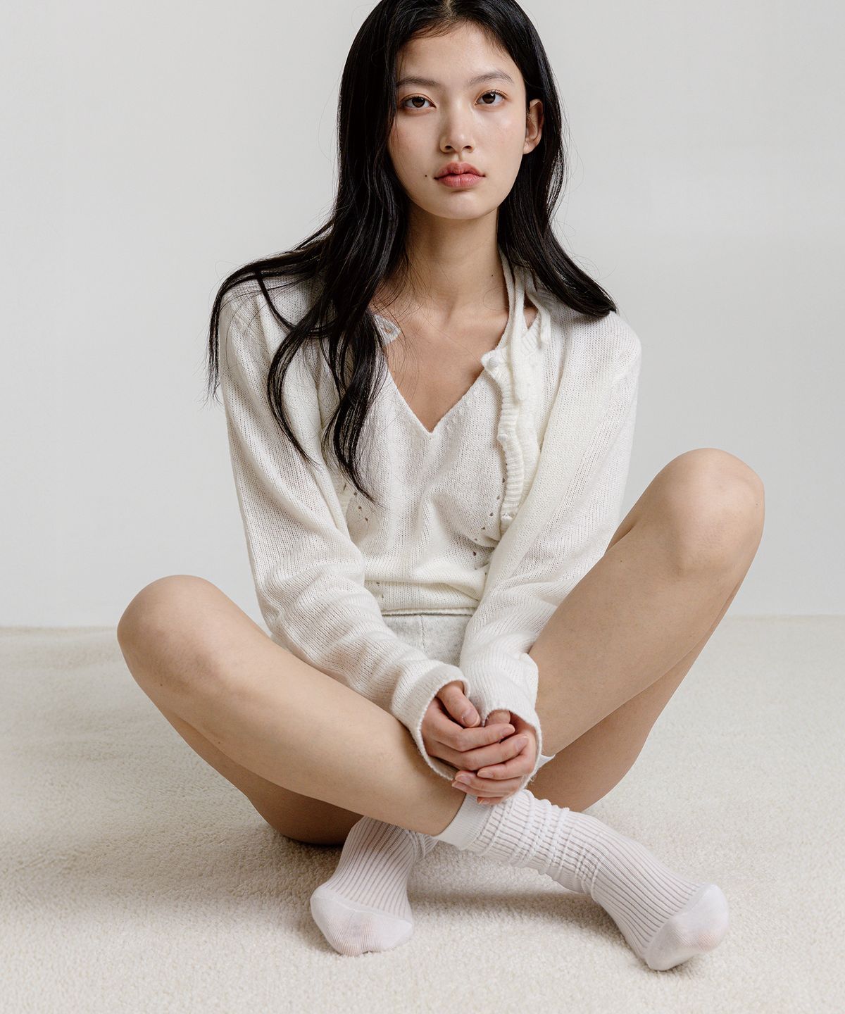 누아트 스튜디오(NUART STUDIO) [3pack] 시어리브 골지 삭스_블랙/크림/화이트