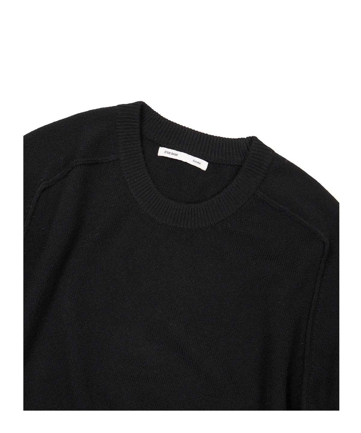 이티씨이(ETCE) (BASE) LAYERED CUFF ROUND KNIT (BLACK)