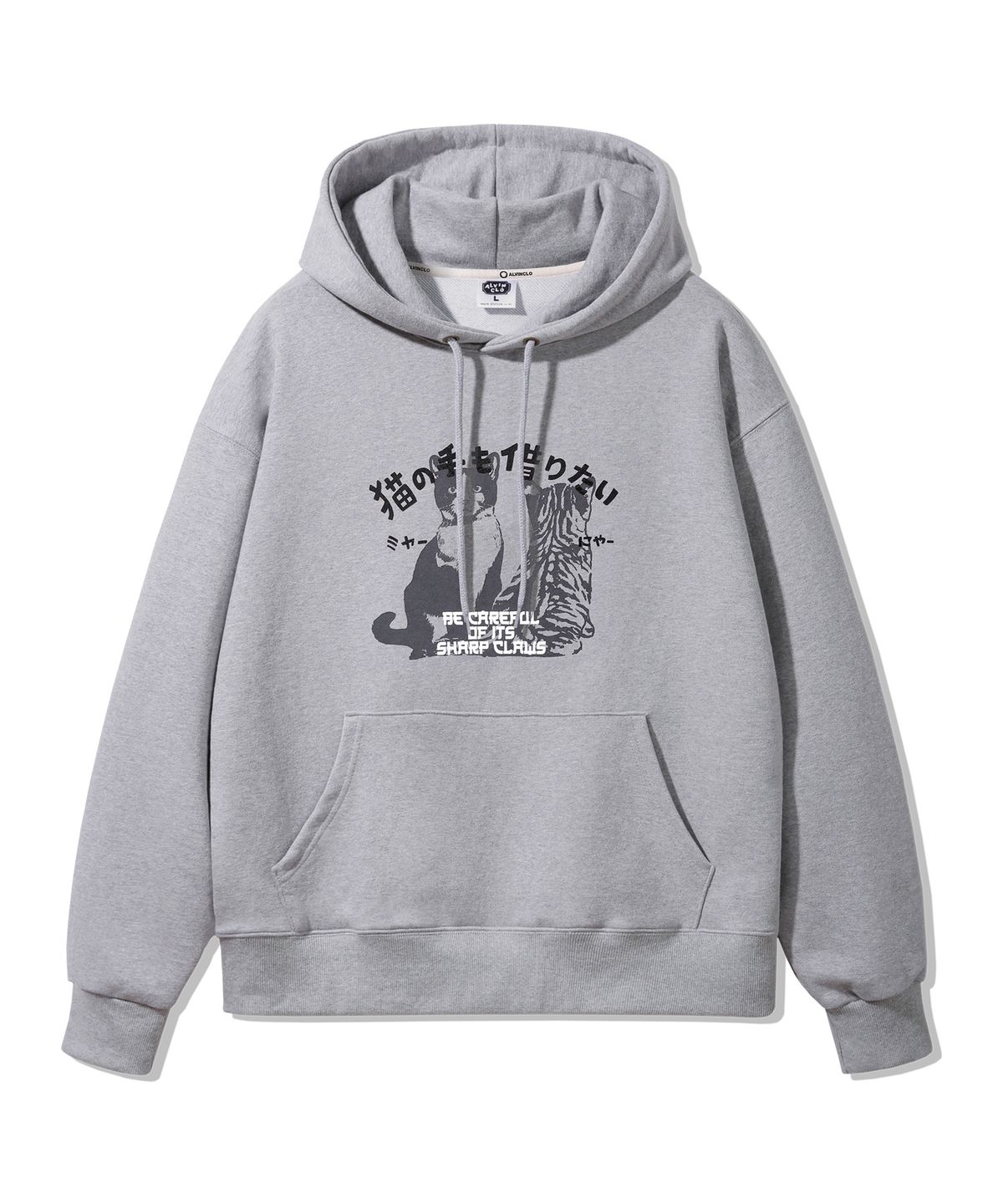 앨빈클로(ALVINCLO) Monotone Cat 오버핏 후드티 AVH326 (2 COLOR)
