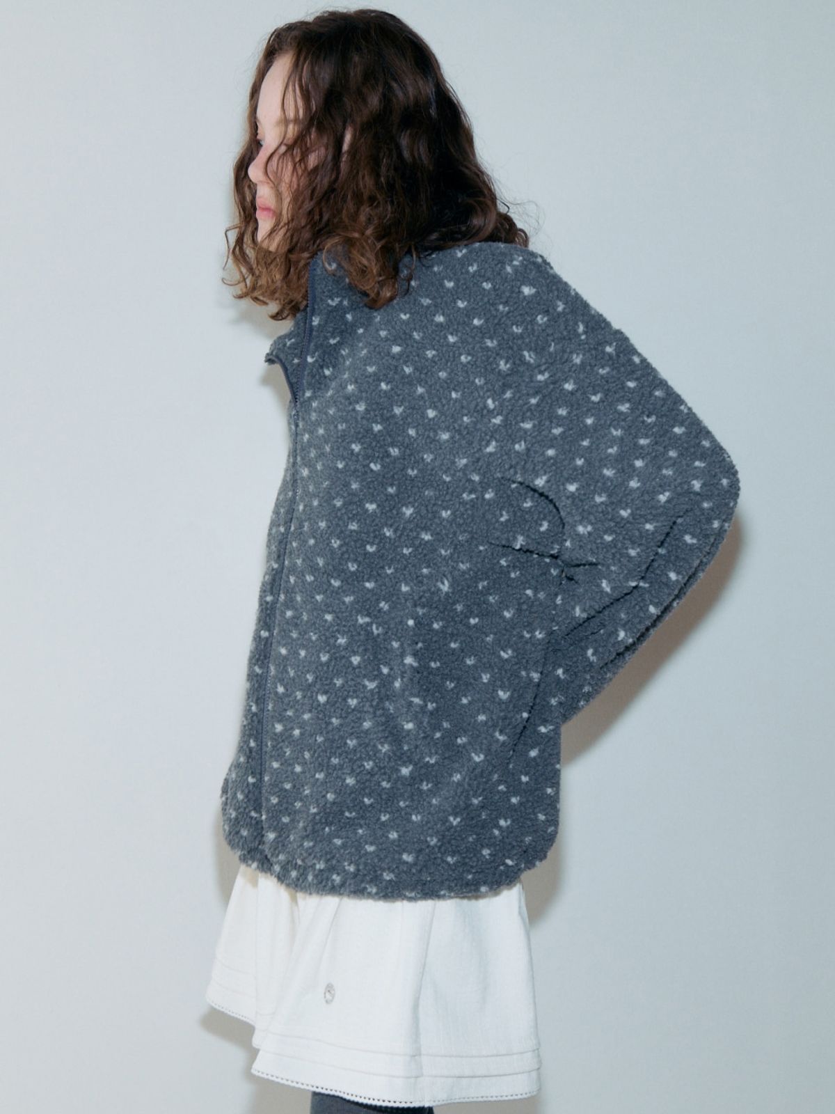 에트몽(ETMON) Pattern Fleece Quilted Jacket, Charcoal