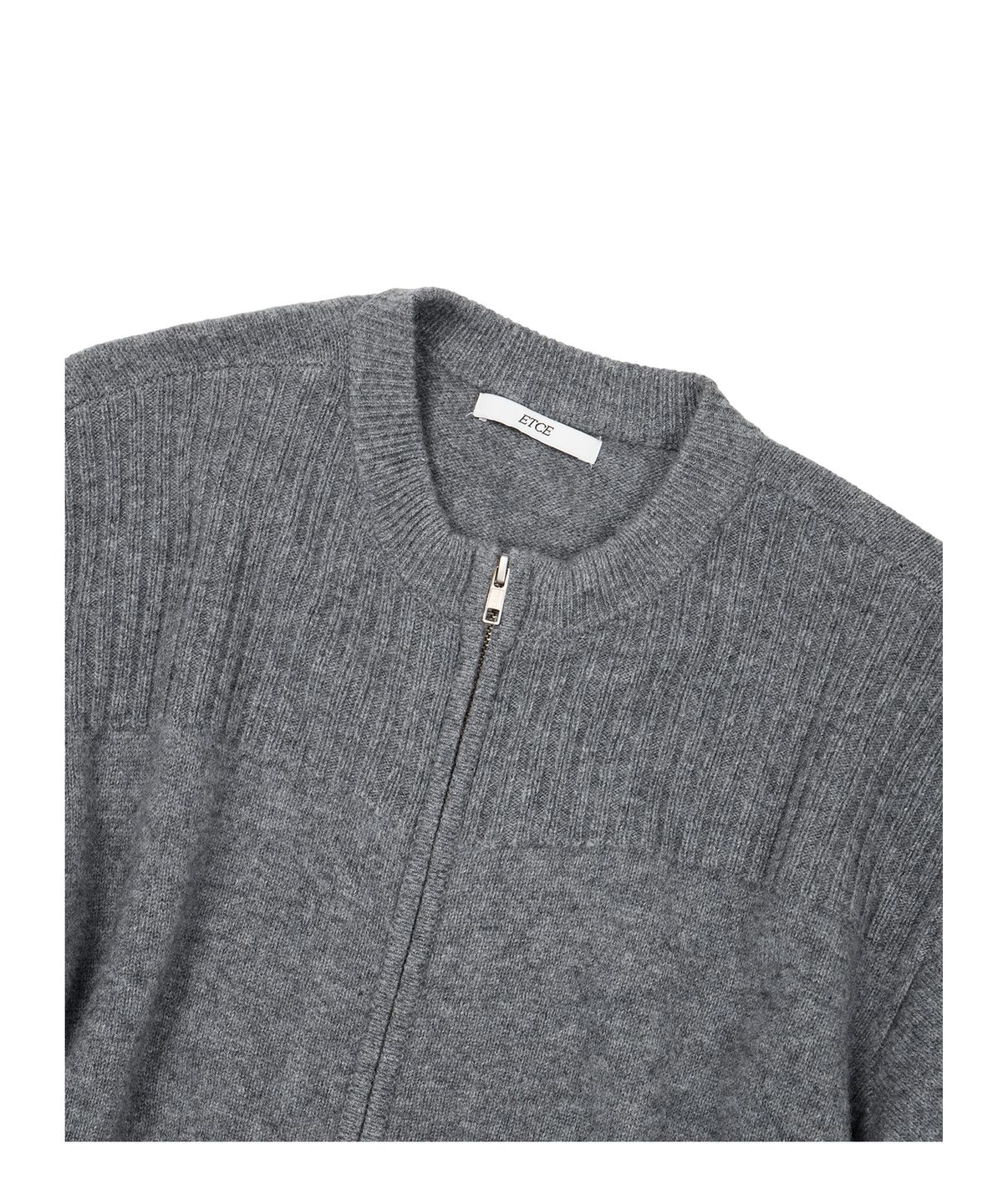 이티씨이(ETCE) SMOCKING WOOL KNIT ZIP UP (CHARCOAL)