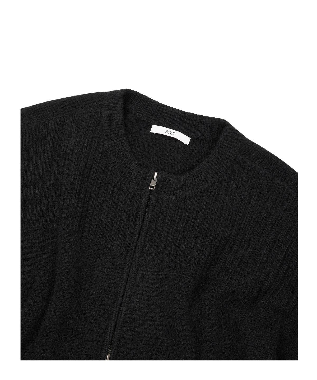 이티씨이(ETCE) SMOCKING WOOL KNIT ZIP UP (BLACK)