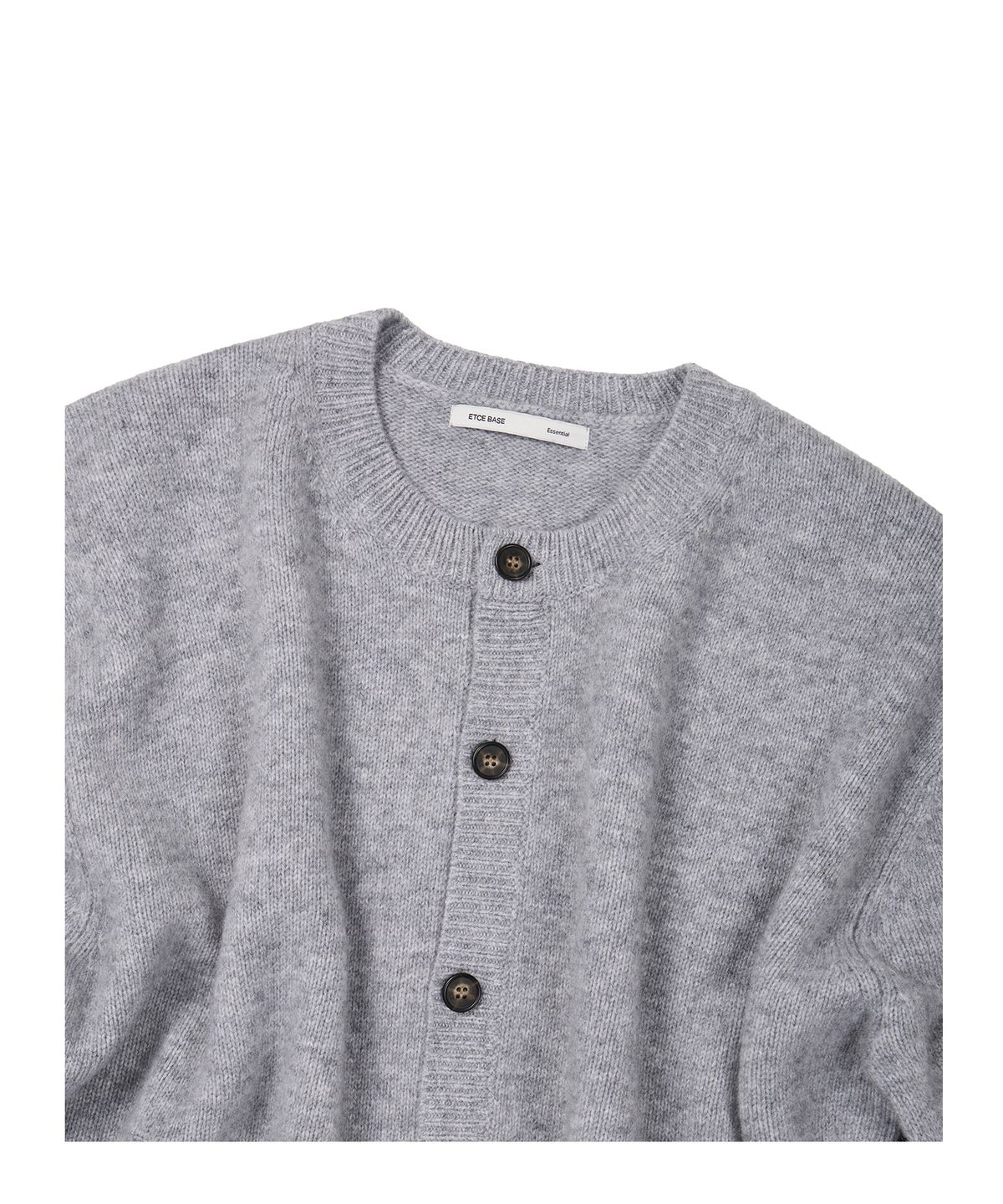 이티씨이(ETCE) (BASE) CROP ROUND NECK CARDIGAN (GRAY)