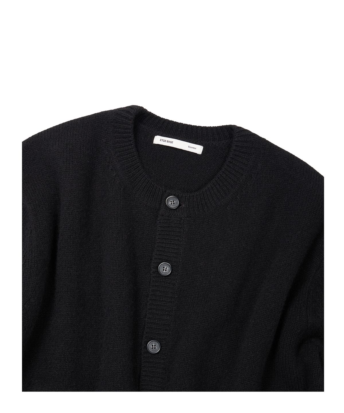 이티씨이(ETCE) (BASE) CROP ROUND NECK CARDIGAN (BLACK)