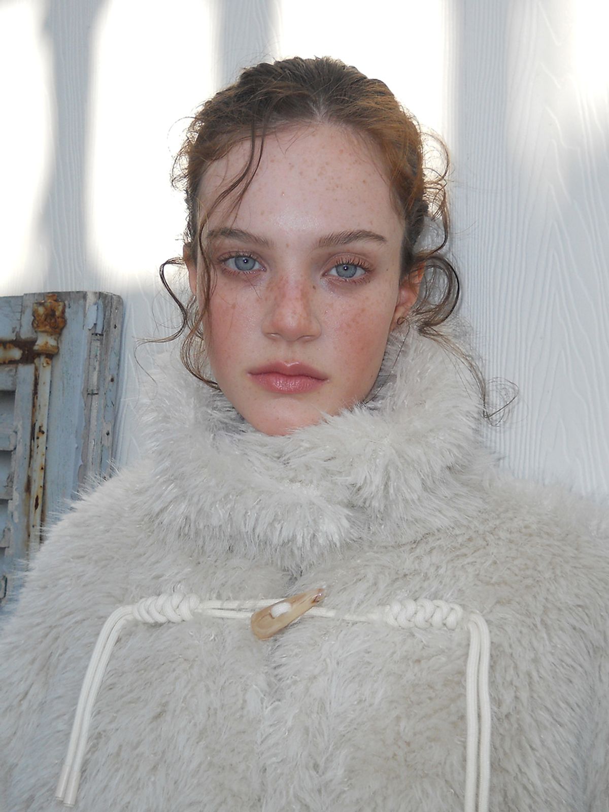에트몽(ETMON) Duffle Fur Half Coat, Cream