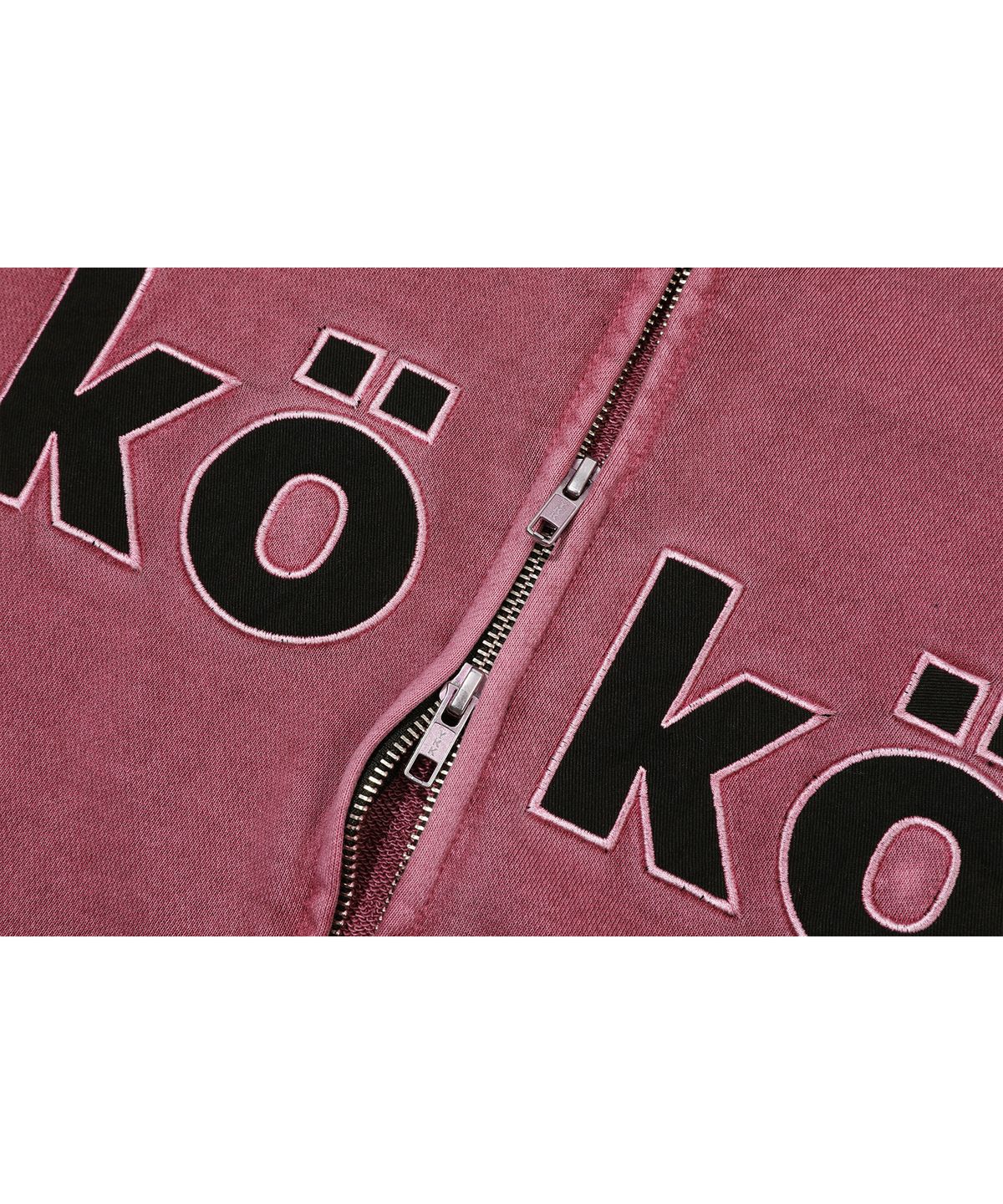 꼼파뇨(CPGN STUDIO) [2-WAY] KOKO 아플리케 피그먼트 후드 집업 더스티핑크