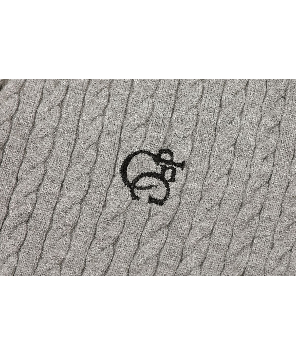 꼼파뇨(CPGN STUDIO) 꽈배기 크롭 니트 가디건 그레이