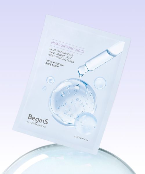 beginsbyjsm Blue Hydrangea Hyaluronic Acid Moisturizing Mask 5 sheets (5ml Hyaluronic Acid Moisturizing Cream included)