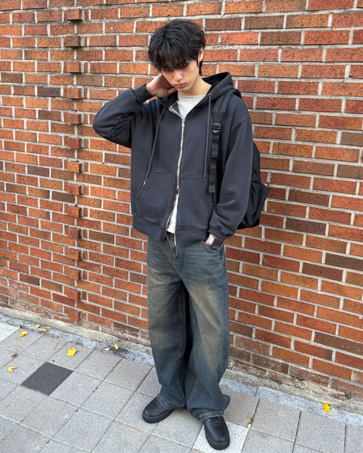 게인스보로(GAINSBORO) 시그니처 스틸 와이드 데님 팬츠_미디엄 블루