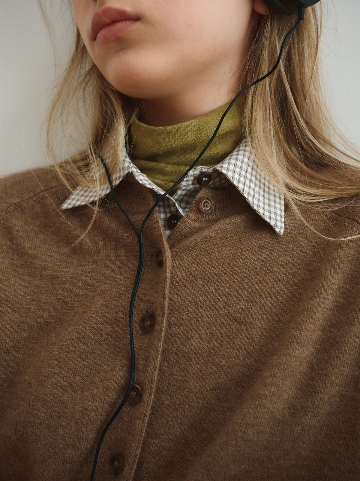 리플레인(REPLAIN) CASHMERE BLEND ROUND CARDIGAN_COCOA