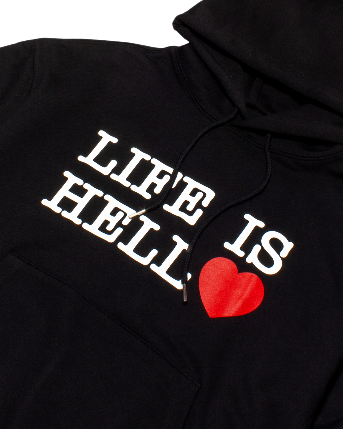 미디엄스(MEDIUMS) LIFE IS HELL Hoodie - Black (라이프 이즈 헬 후드티)