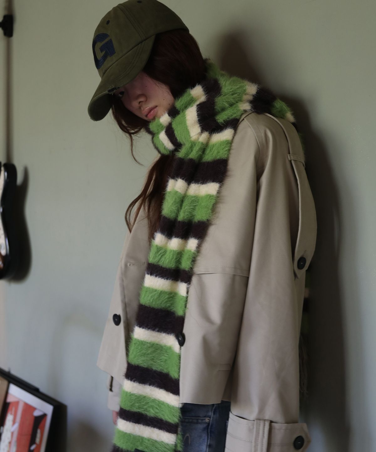 이우가마카라스(IUGAMAKARAS) G Needlework Ball Cap (Khaki)