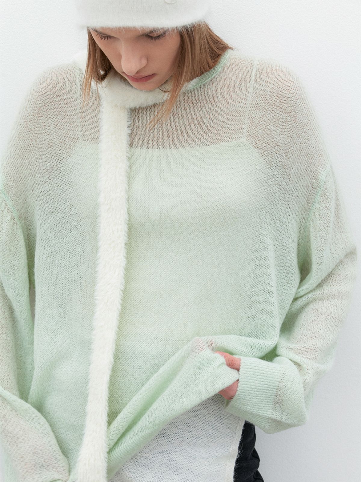 아틀리에 나인(ATELIER NAIN) HAIRY LOOSE FIT SHEER KNIT (T-7137)