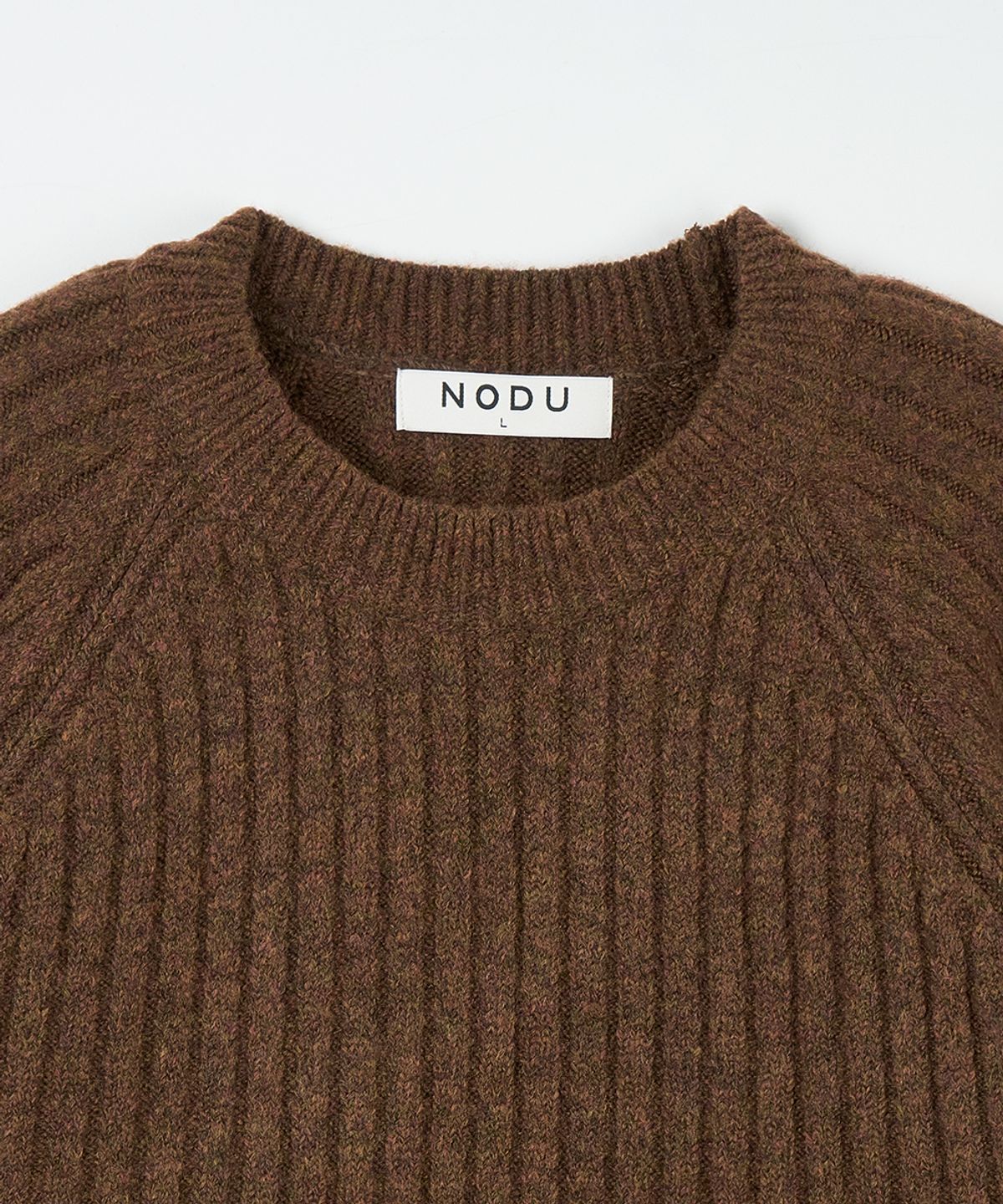 노드유(NODU) 골지 나그랑 사선 니트 [브라운]