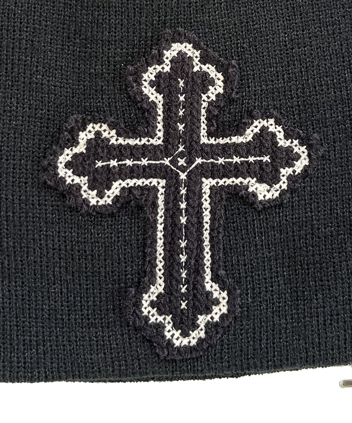 스케이터락(SK8ER ROCK) Cross Charm Patchwork Beanie ((black))