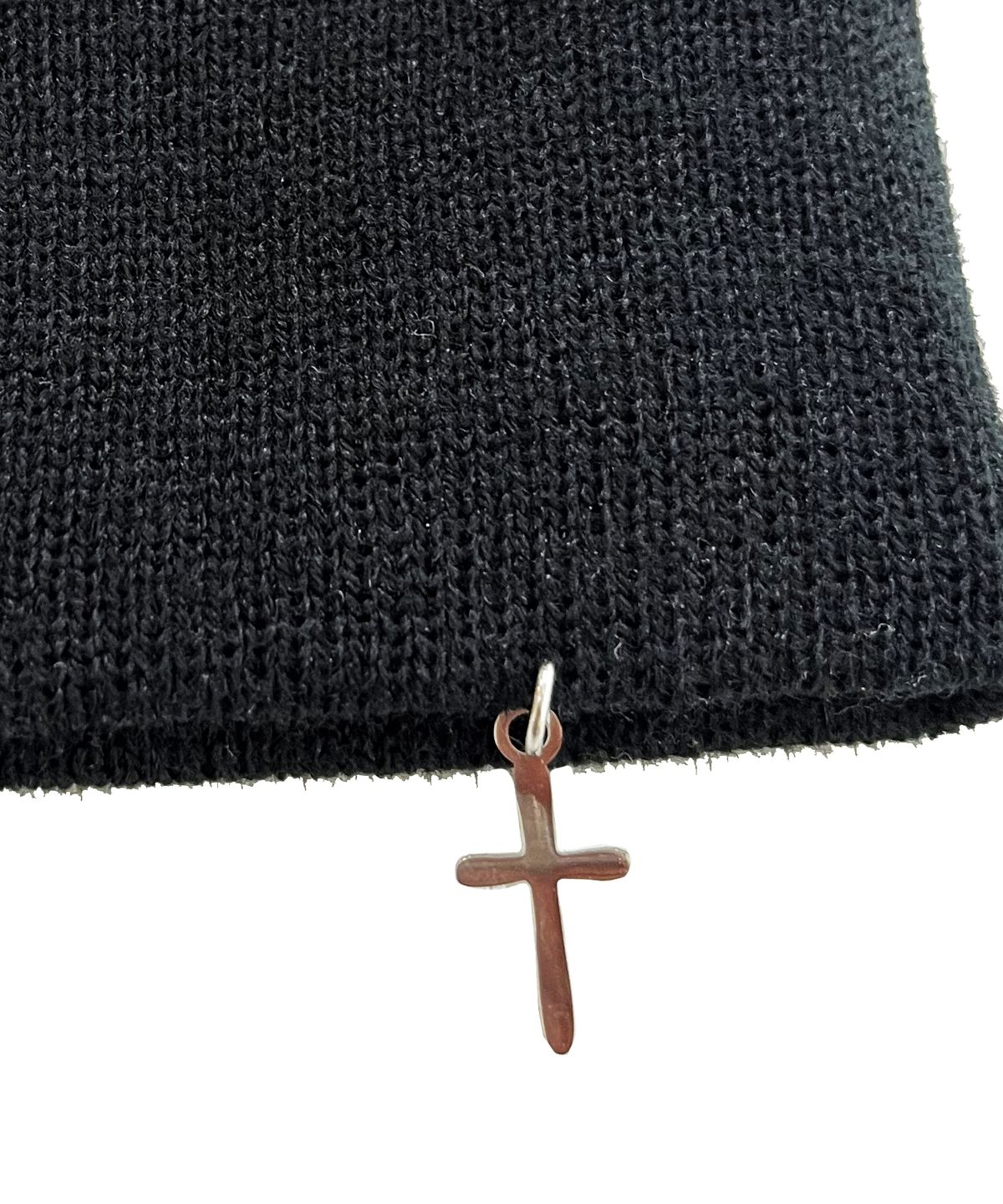스케이터락(SK8ER ROCK) Cross Charm Patchwork Beanie ((black))