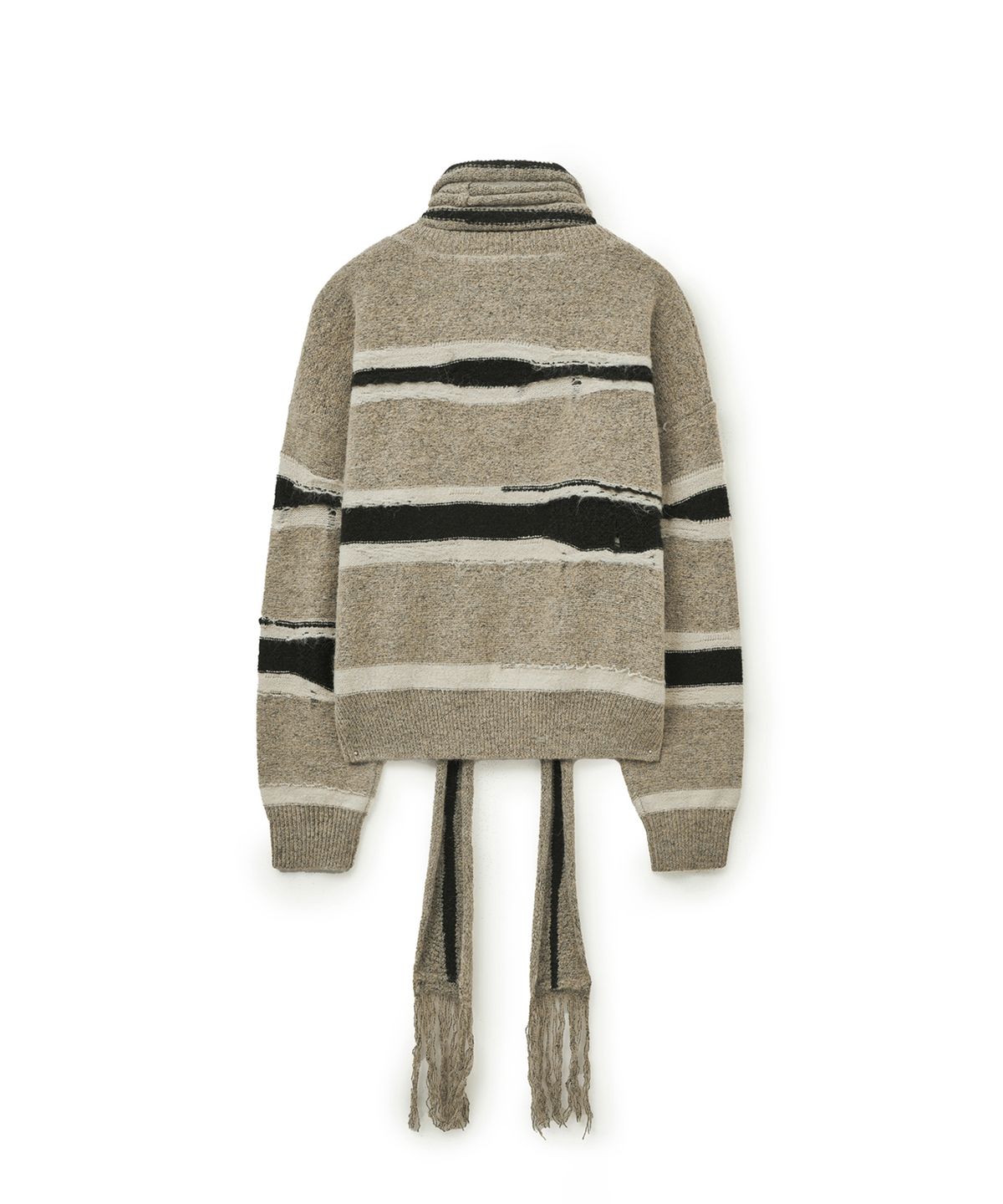 포르테나(PORTERNA) STRIPE DISTRESSED SWEATER SCARF SET-BEIGE