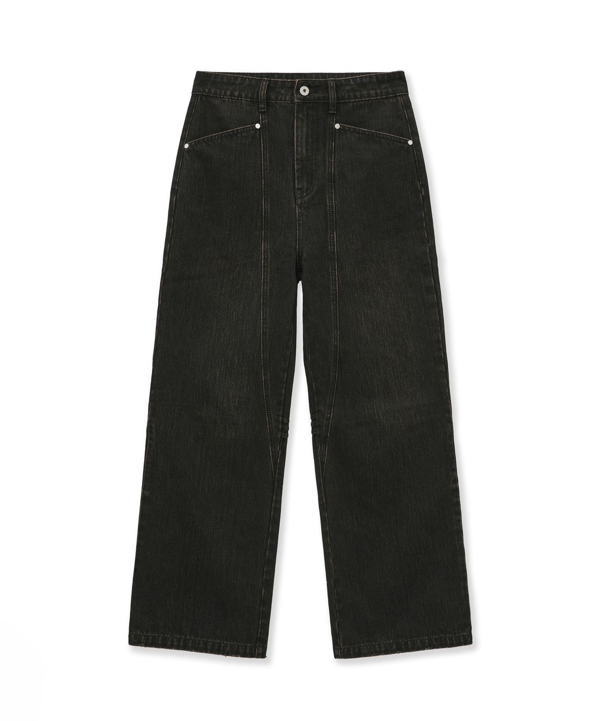 포르테나(PORTERNA) CINCH BACK CURVED JEANS-DARK BROWN