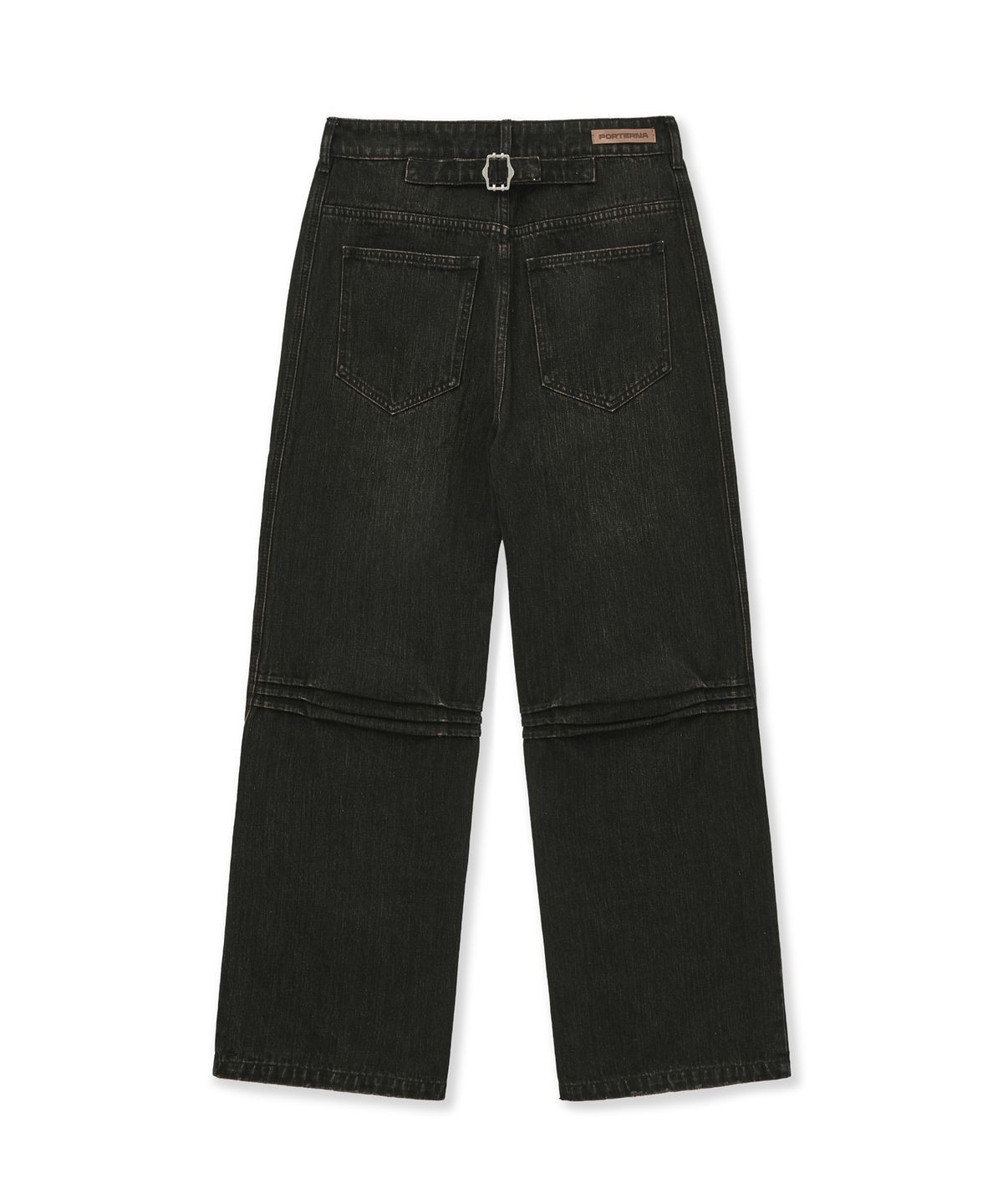 포르테나(PORTERNA) CINCH BACK CURVED JEANS-DARK BROWN