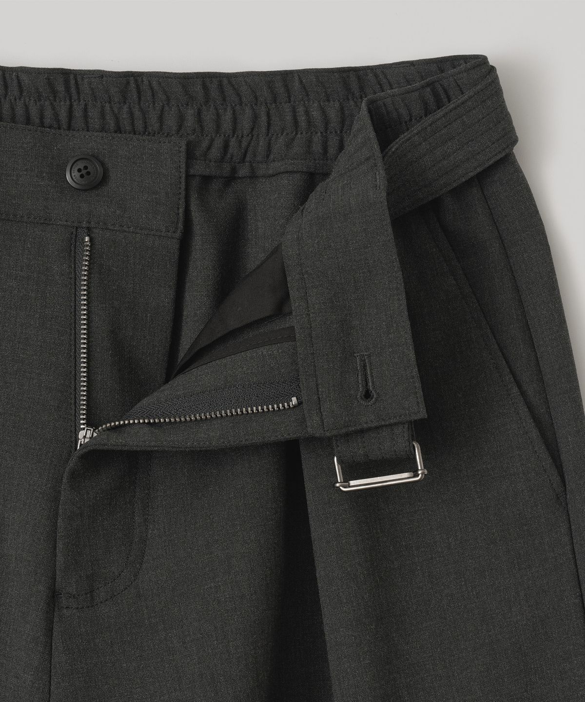 어나더 오피스(ANOTHER OFFICE) Structure Curved Slacks (Heather Charcoal)