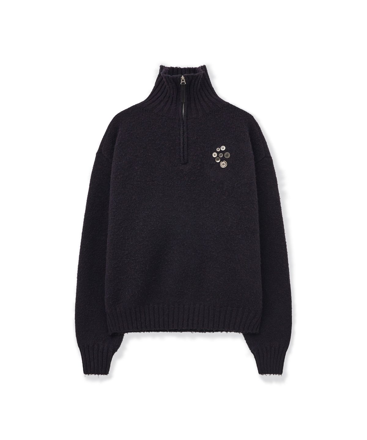 포르테나(PORTERNA) BUTTON HALF PULL-OVER SWEATER-PURPLE