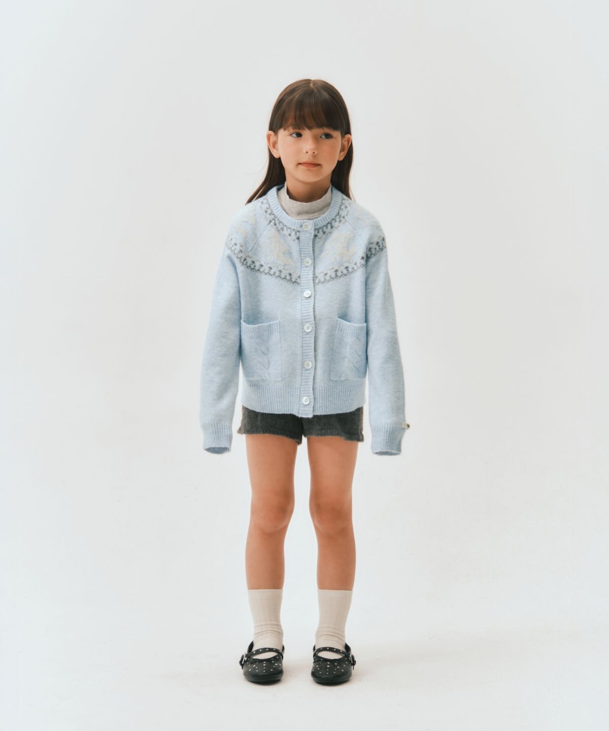 세터 키즈(SATUR KIDS) (K) 홀리데이 엔젤 니트 가디건 스카이 블루