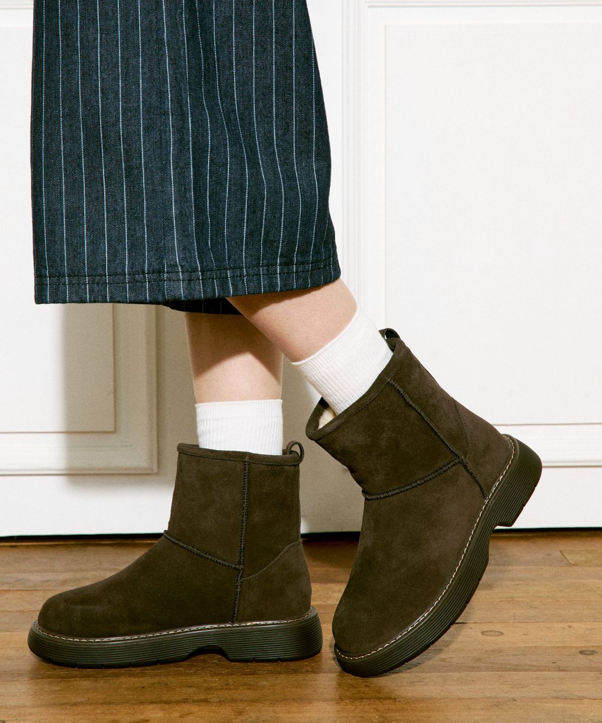 스퍼(SPUR) Lomft 소가죽 양털 미들 부츠 4cm -UA9086 (3color)