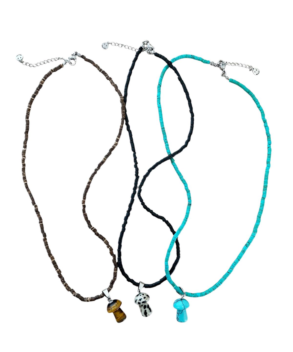 스케이터락(SK8ER ROCK) Gemstone Mushroom Wooden Necklace ((3color))