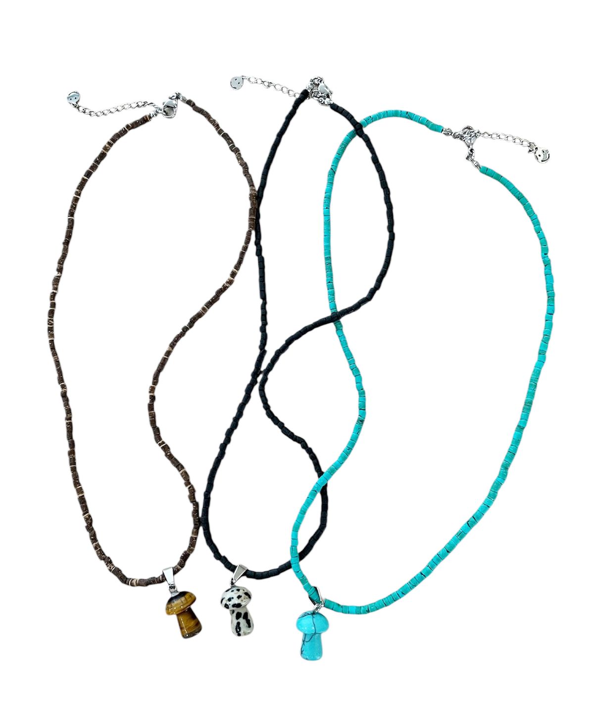 스케이터락(SK8ER ROCK) Gemstone Mushroom Wooden Necklace ((3color))