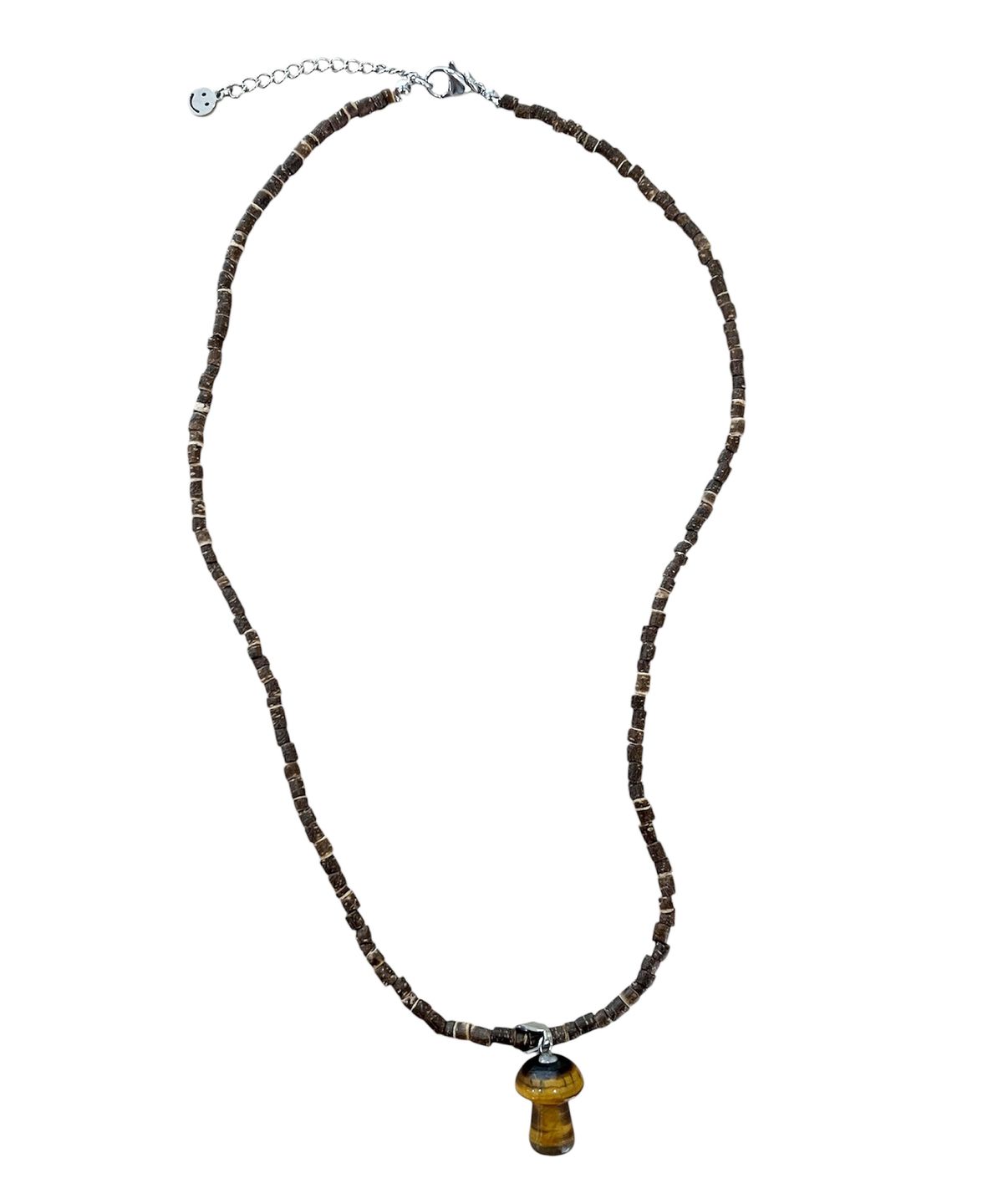 스케이터락(SK8ER ROCK) Gemstone Mushroom Wooden Necklace ((3color))
