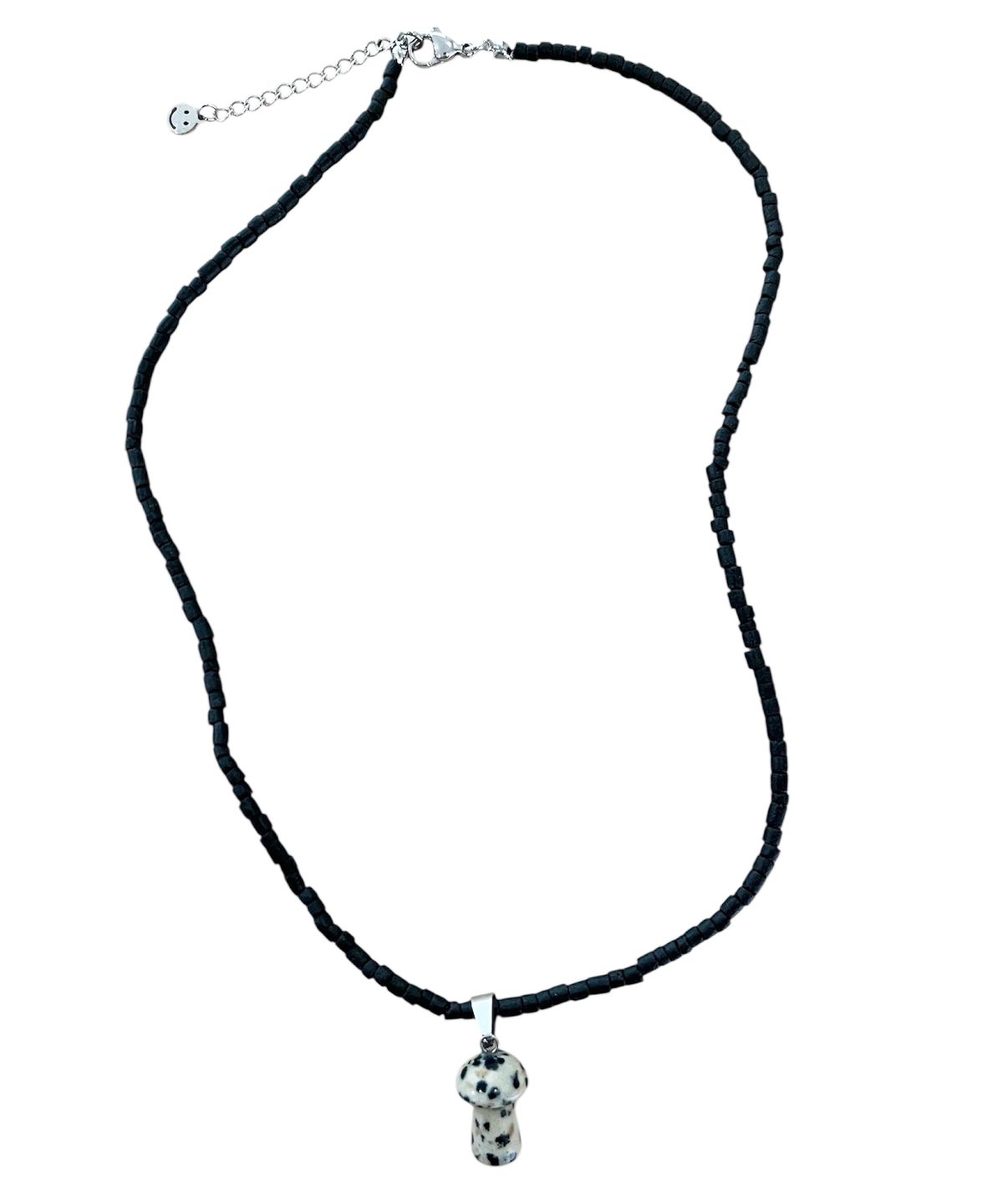 스케이터락(SK8ER ROCK) Gemstone Mushroom Wooden Necklace ((3color))