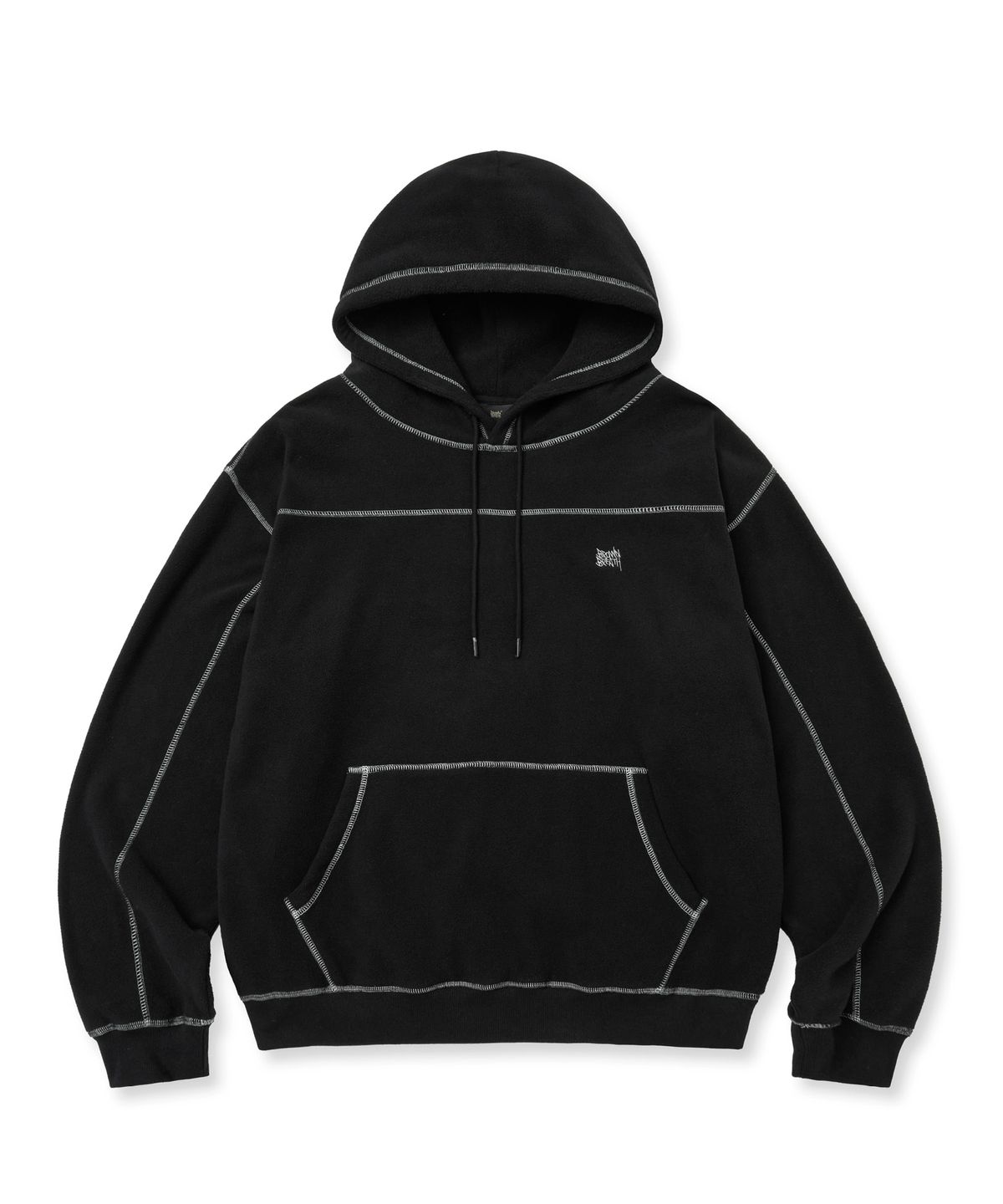 브라운브레스(BROWNBREATH) STITCH FLEECE HOODIE - BLACK