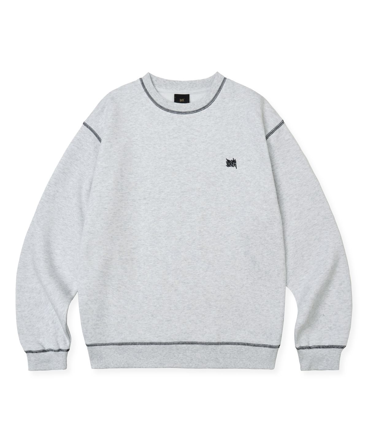 브라운브레스(BROWNBREATH) TAG APPLIQUE CREWNECK - ASH