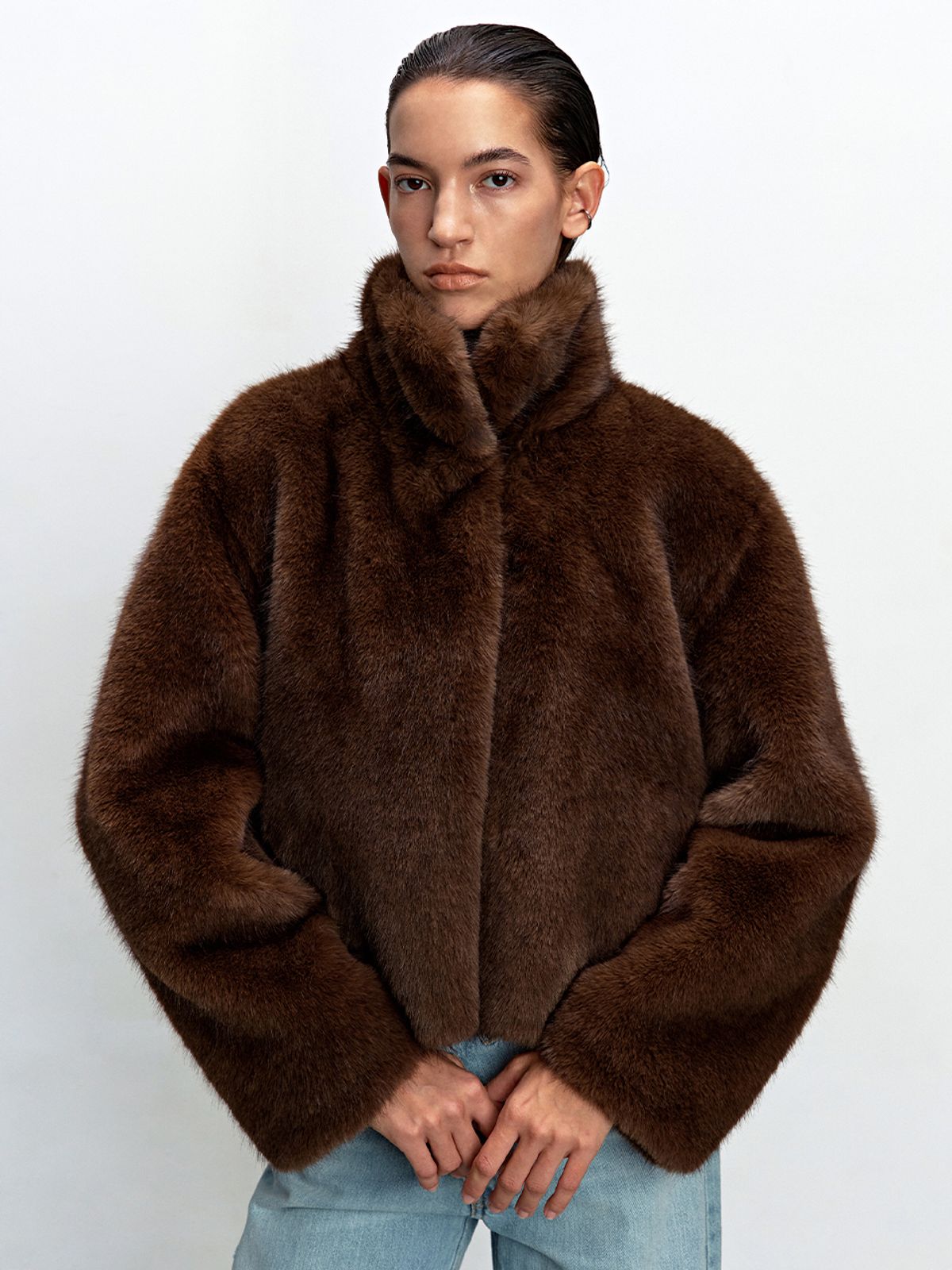 해브레스(HAVELESS) MELIN FAUX FUR JACKET BROWN