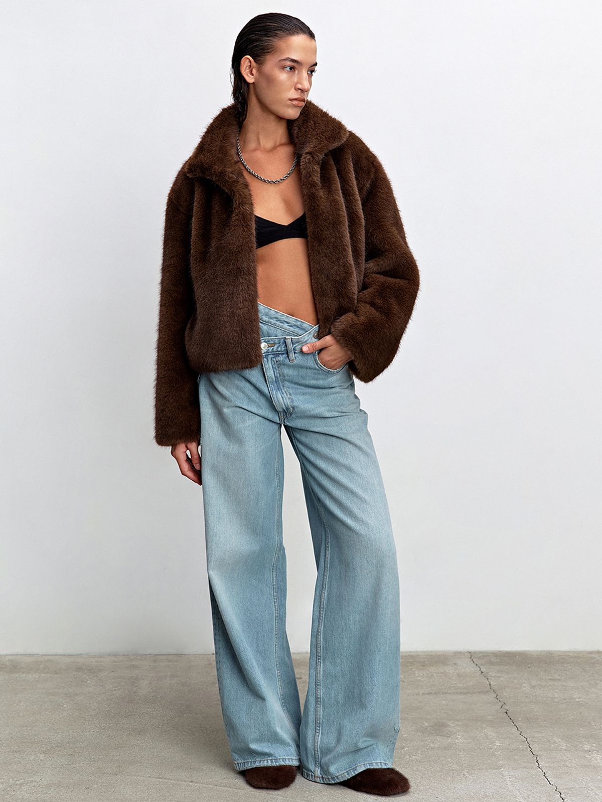 해브레스(HAVELESS) MELIN FAUX FUR JACKET BROWN