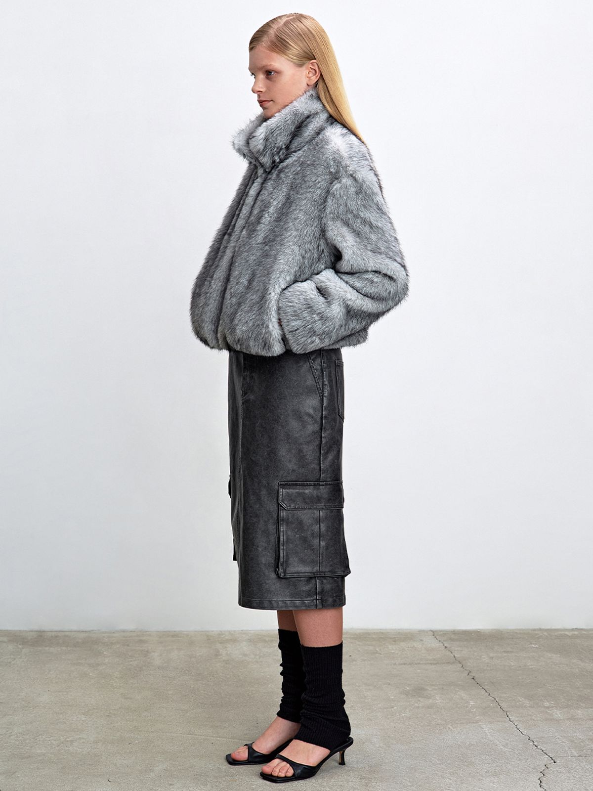 해브레스(HAVELESS) MELIN FAUX FUR JACKET GREY