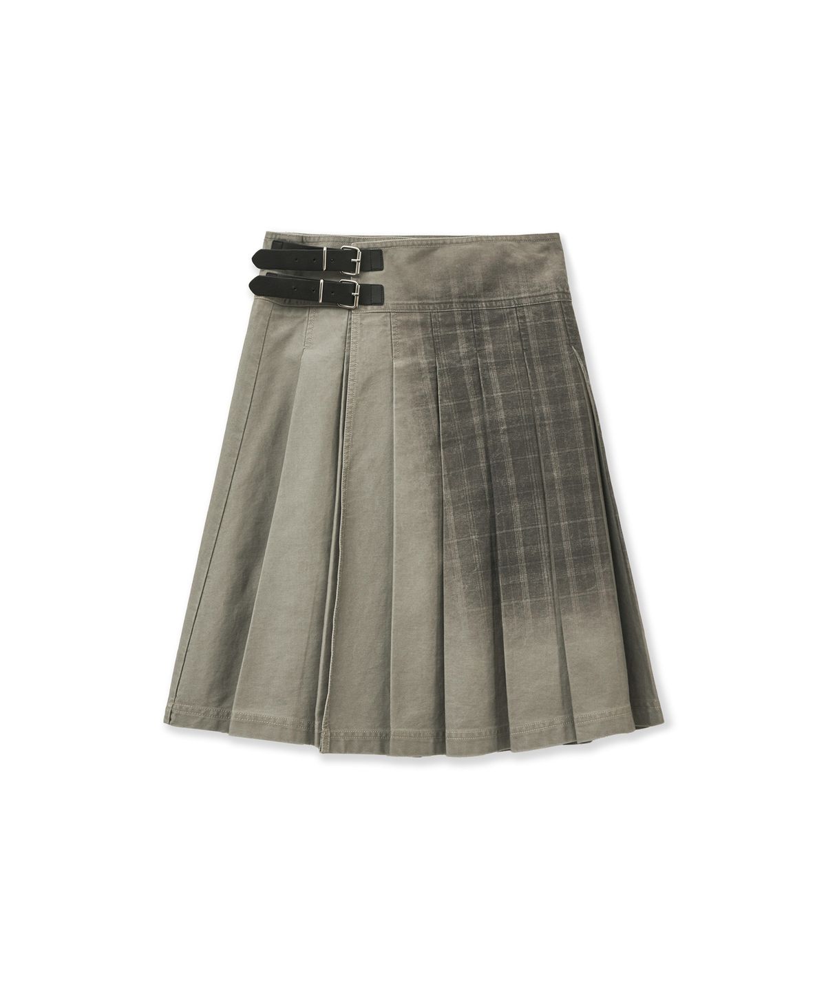포르테나(PORTERNA) VINTAGE CHECK WRAP PLEATS SKIRT-BEIGE