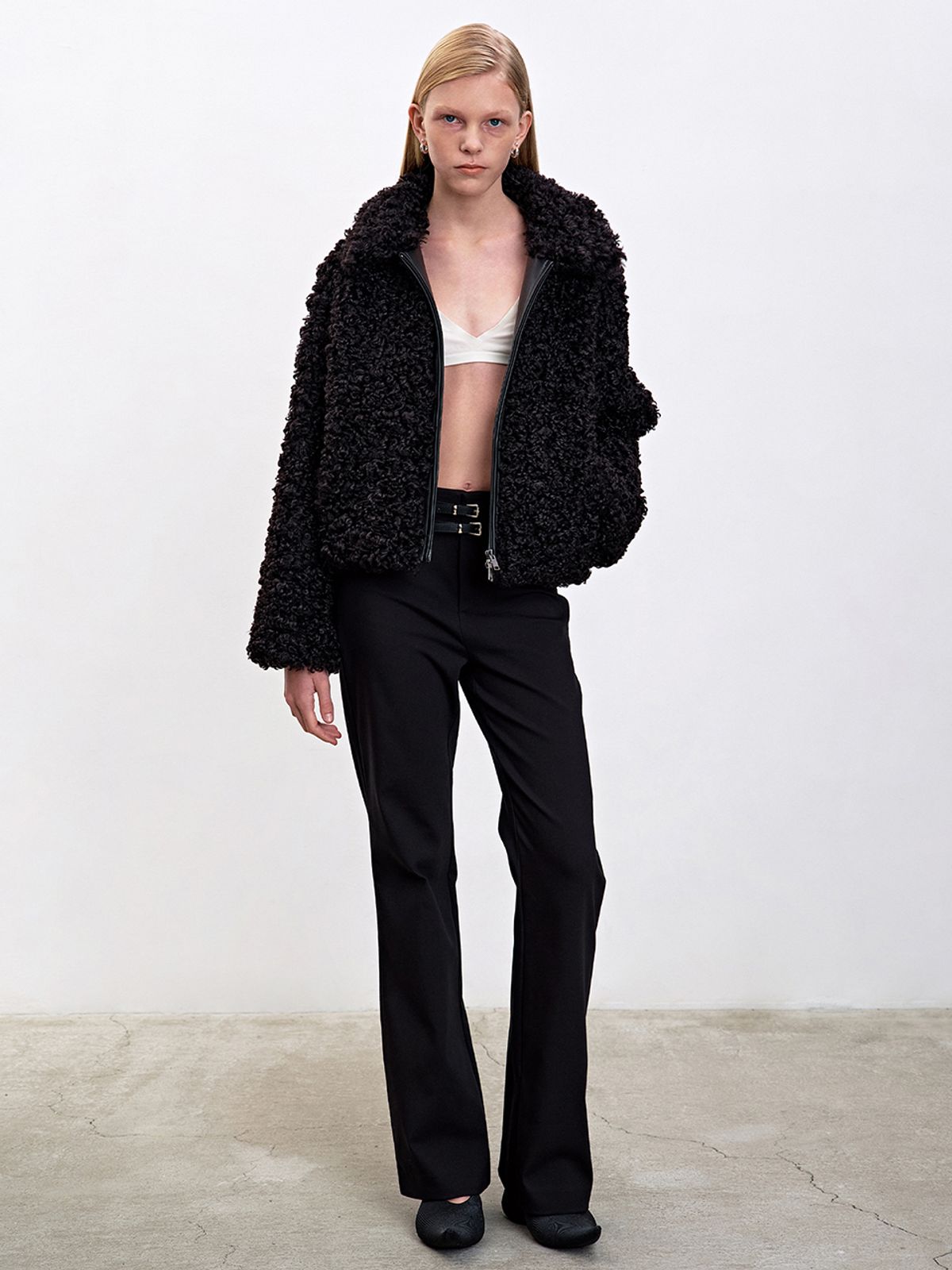 해브레스(HAVELESS) NUE FAUX SHEARLING JACKET BLACK