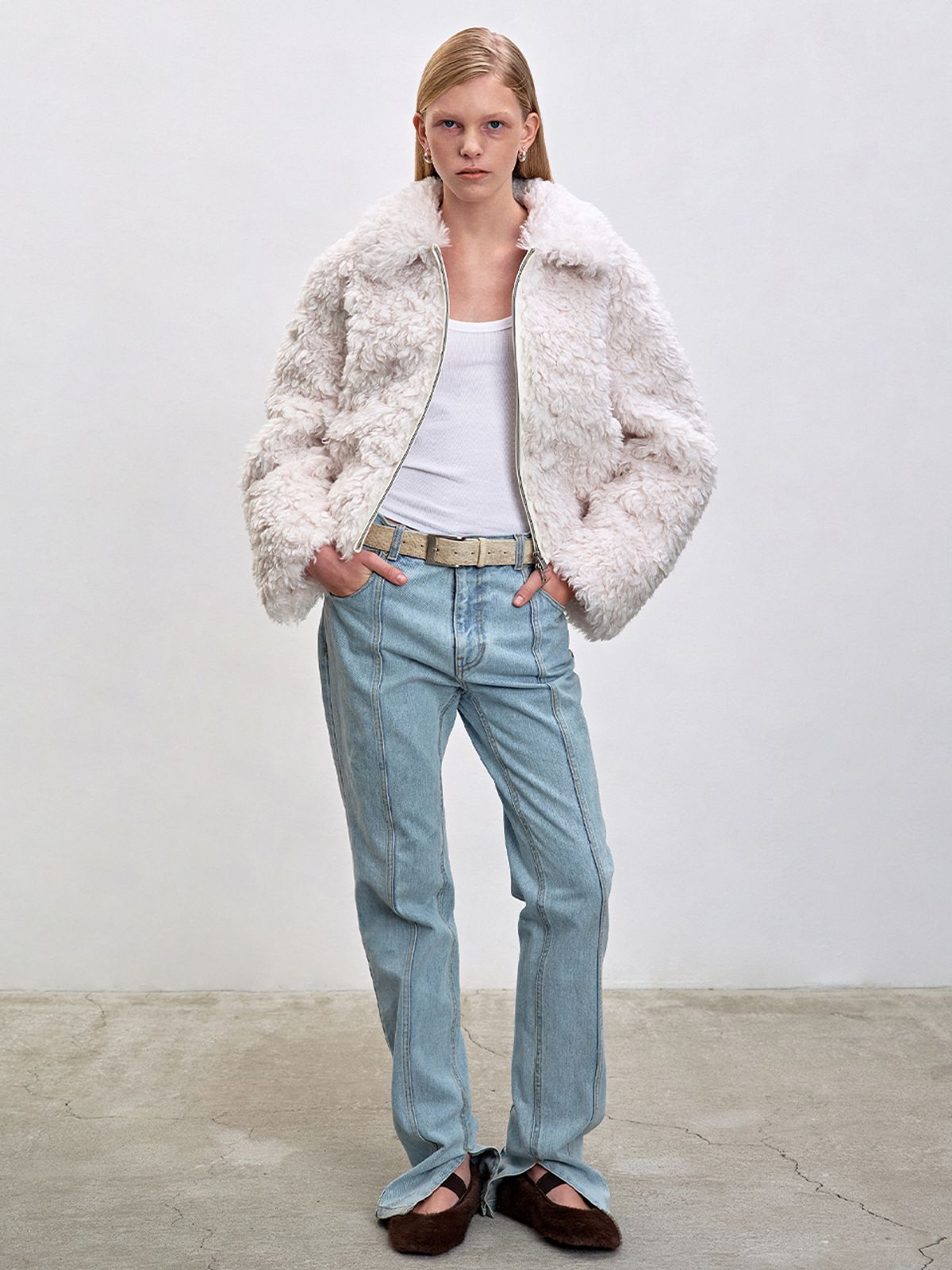 해브레스(HAVELESS) NUE FAUX SHEARLING JACKET WHITE